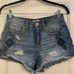 MUDD Boho High Waisted Denim Shorts